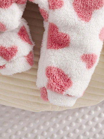 Young Girl Knit Solid Color Furry Hooded Jumpsuit