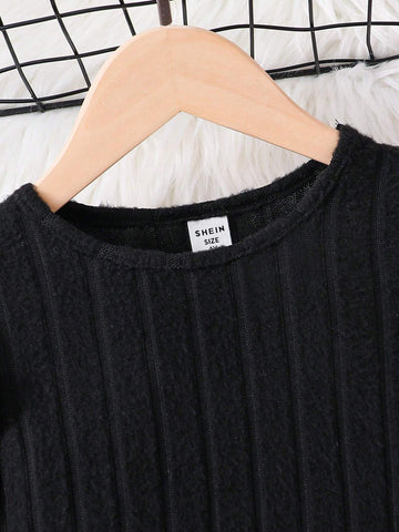 Young Girl Knit Solid Color Round Neck Ruffle Patchwork Floral Printed Combination Casual Dress
