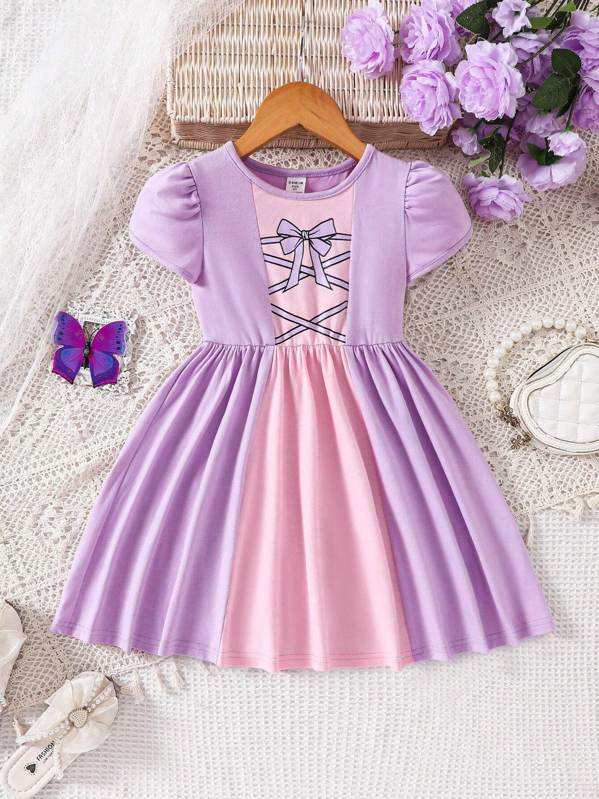 Young Girl Knitted Contrast Color Round Neck Bodycon Casual Dress