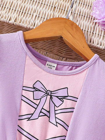 Young Girl Knitted Contrast Color Round Neck Bodycon Casual Dress