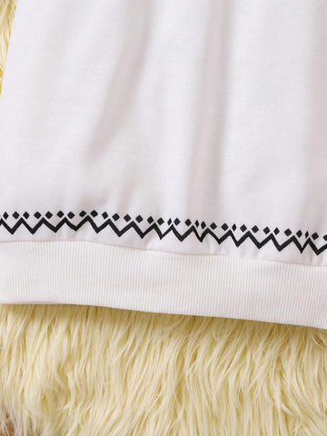 Young Girl Knitted Crew Neck Halloween Pattern Loose Casual Dress