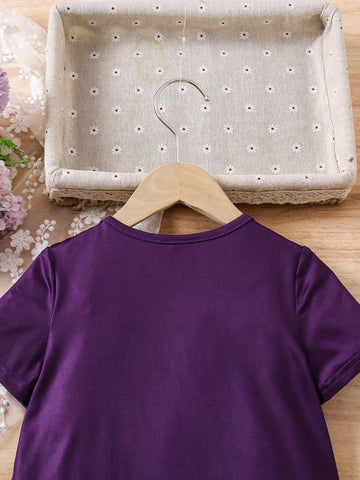 Young Girl Knitted Cute Girl Pattern Fitted Casual Dress