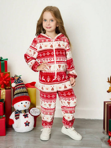 Young Girl Knitted Fluffy Hooded Loose Jumpsuit