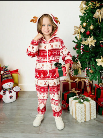 Young Girl Knitted Fluffy Hooded Loose Jumpsuit