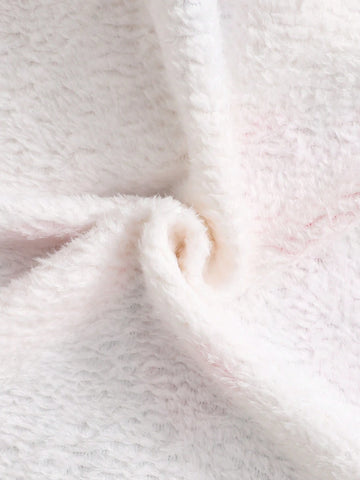 Young Girl Knitted Fuzzy Heart Pattern Loose Casual Dress