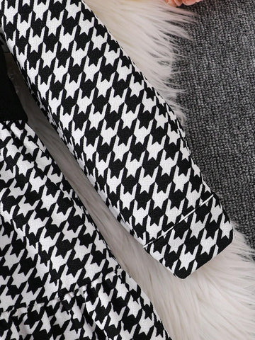 Young Girl Knitted Plaid Collar Casual Dress