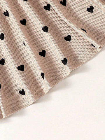 Young Girl Knitted Plain Cap Sleeve Loose Casual Dress Three-Piece Suit