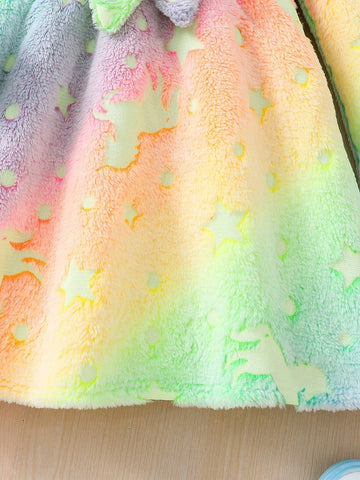 Young Girl Knitted Rainbow Gradient Cute Casual Dress