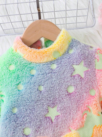 Young Girl Knitted Rainbow Gradient Cute Casual Dress