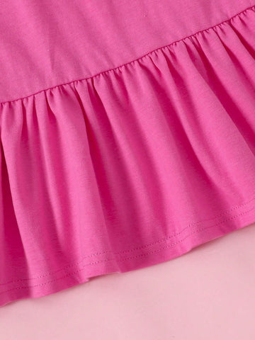 Young Girl Knitted Solid Color Cute Cloud And Rainbow Pattern Three-Piece Dress Set