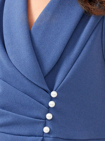 Young Girl Knitted Solid Color Turn-Down Collar Sleeveless Jumpsuit, Slim Fit Casual Pants