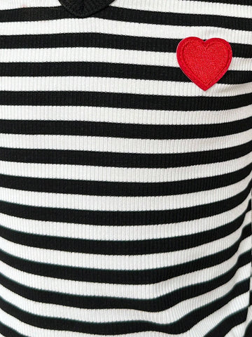 Young Girl Knitted Striped V-Neck Bodycon Casual Dress