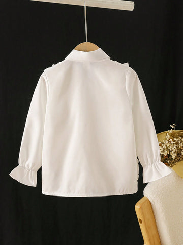 Young Girl Layered Ruffle Trim Long Sleeve Casual Blouse, Spring/Summer