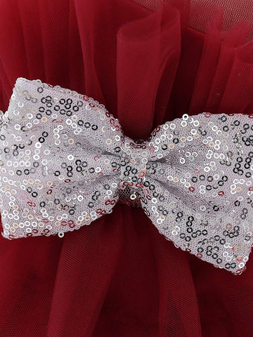 Young Girl' Layered Satin & Tulle Puffy Party Dress, Elegant For Birthday, Outdoor Party