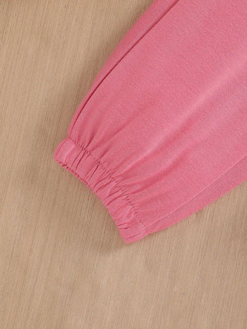 Young Girl Letter Print Round Neck Short Sleeve T-Shirt And Long Pants Sports Set