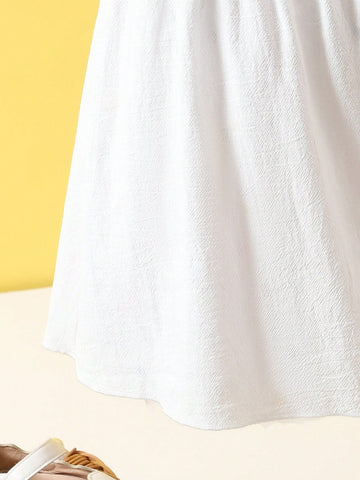 Young Girl Linen Embroidered Floral Summer Dress