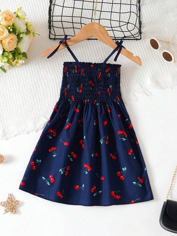 Young Girl Little Cherry Dress Casual Slip Dress Young Girl Beach Holiday Beach Dress