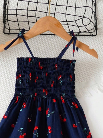 Young Girl Little Cherry Dress Casual Slip Dress Young Girl Beach Holiday Beach Dress