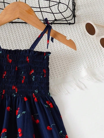 Young Girl Little Cherry Dress Casual Slip Dress Young Girl Beach Holiday Beach Dress