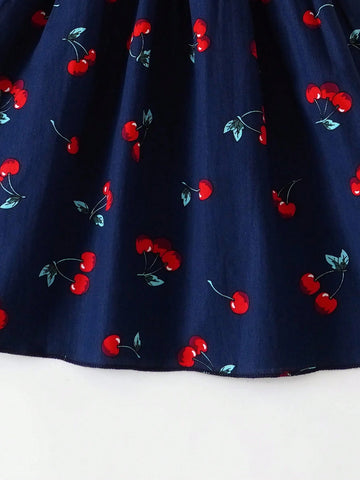Young Girl Little Cherry Dress Casual Slip Dress Young Girl Beach Holiday Beach Dress