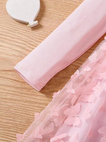 Young Girl Long Sleeve Casual Minimalist Everyday Dress