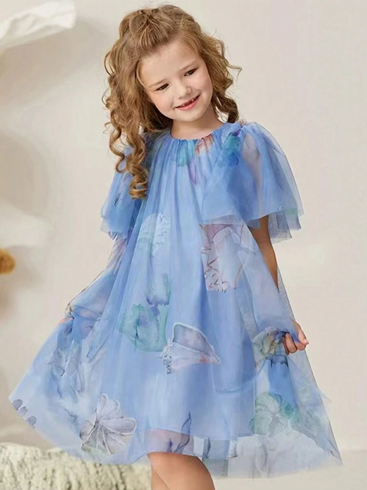 Young Girl Mesh Flower Formal Princess Dress, Suitable For Baby's Birthday Party, Dance Party, Important Occasions, Holidays And Outings