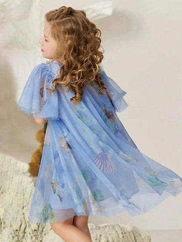 Young Girl Mesh Flower Formal Princess Dress, Suitable For Baby's Birthday Party, Dance Party, Important Occasions, Holidays And Outings