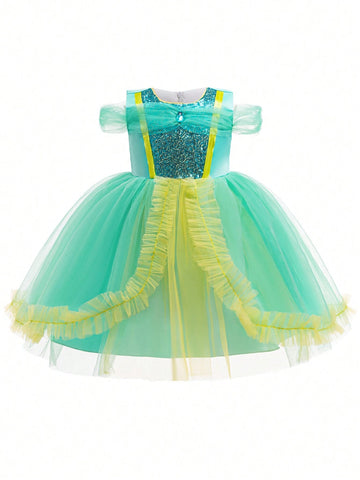 Young Girl Mesh Princess Party Dress, Suitable For Role Playing
