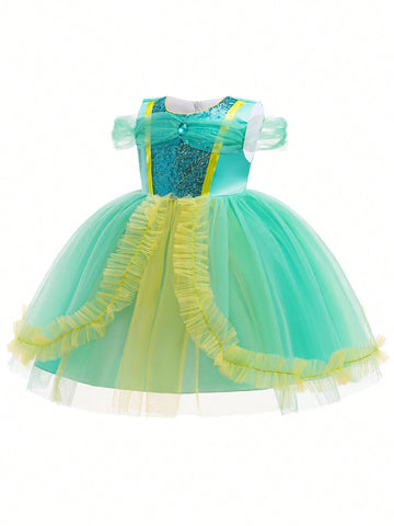 Young Girl Mesh Princess Party Dress, Suitable For Role Playing