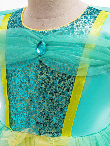 Young Girl Mesh Princess Party Dress, Suitable For Role Playing