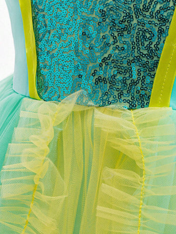 Young Girl Mesh Princess Party Dress, Suitable For Role Playing