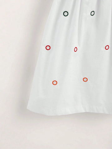 Young Girl Multicolor Embroidered Fringed Holiday Dress