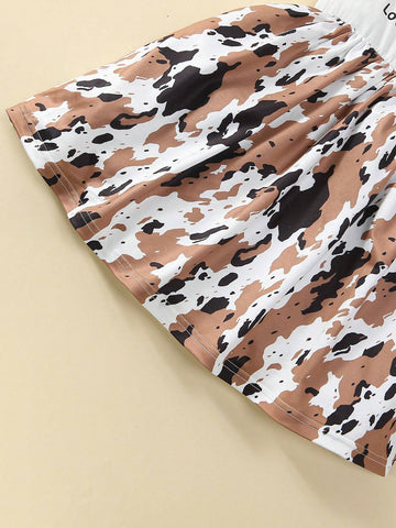 Young Girl Multicolor Milk Pattern Casual Short Sleeve Summer Dress