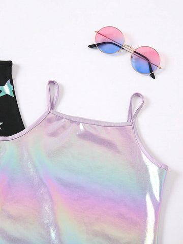 Young Girl Music Festival Rave Party Punk Metal Star Cool Girl Two Piece Dress