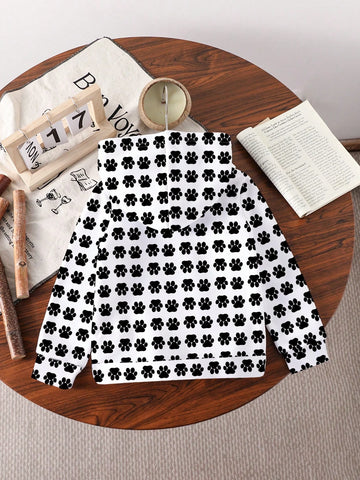 Young Girl Panda Print Hooded Sweatshirt With Zipper