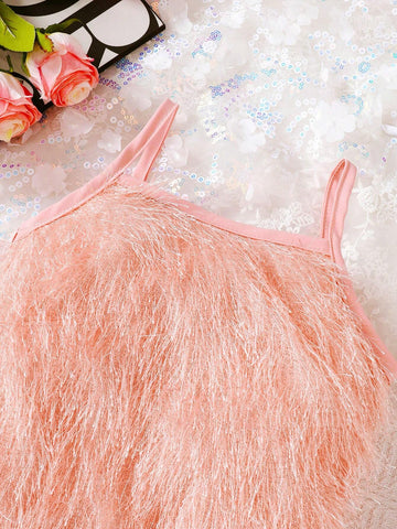 Young Girl Party Style Plush Elegant Cami Dress
