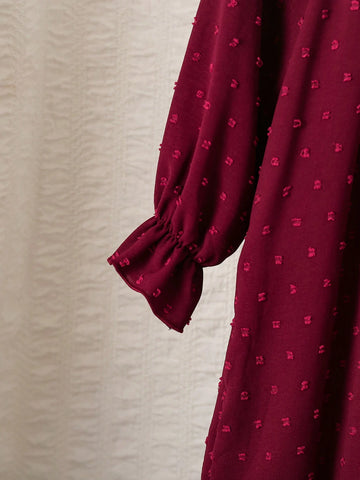 Young Girl Patchwork Ruffle Trim Long Sleeve Loose Cute Dress, Spring And Autumn