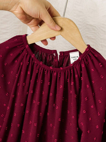 Young Girl Patchwork Ruffle Trim Long Sleeve Loose Cute Dress, Spring And Autumn