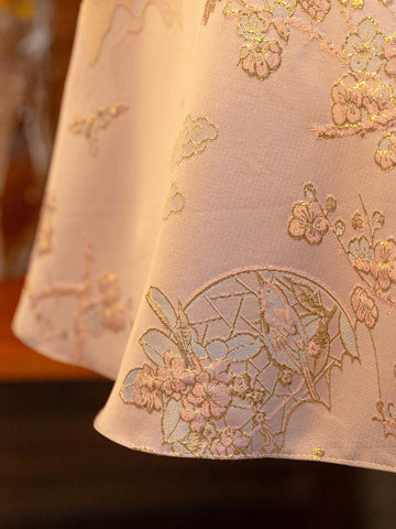 Young Girl Pink Jacquard High-End Mini Dress, Traditional Chinese Tang Suit Style, Chinese New Year Cheongsam