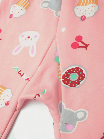 Young Girl' Pink Rabbit Fleece Lined Warm Pants, Girls' Leggings For Autumn/Winter