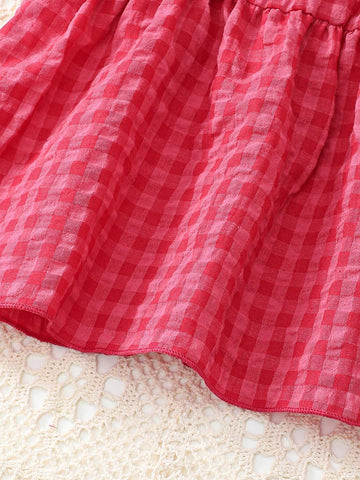 Young Girl Plaid Ruffle Hem Vacation Leisure Shirt