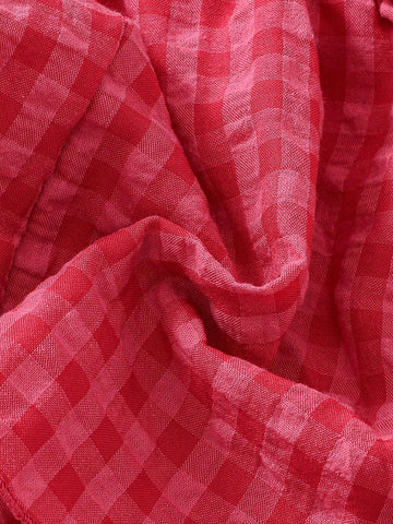 Young Girl Plaid Ruffle Hem Vacation Leisure Shirt