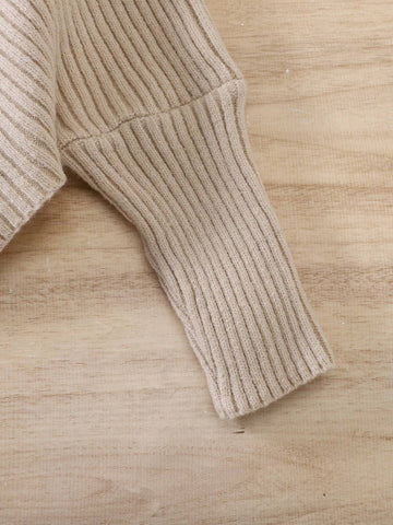 Young Girl Plain Color Asymmetric Hemline Turtleneck Sweater, Casual For Everyday Wear, Autumn/Winter
