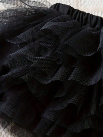 Young Girl Pleated Net Tutu Skirt For Children, New Versatile Design