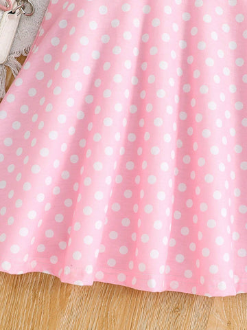 Young Girl Polka Dot Print Dress