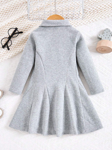 Young Girl Polo Collar Vintage Waist Flattering Dress, High-End High-Quality A-Line Dress, Academic Style Elegant Dress