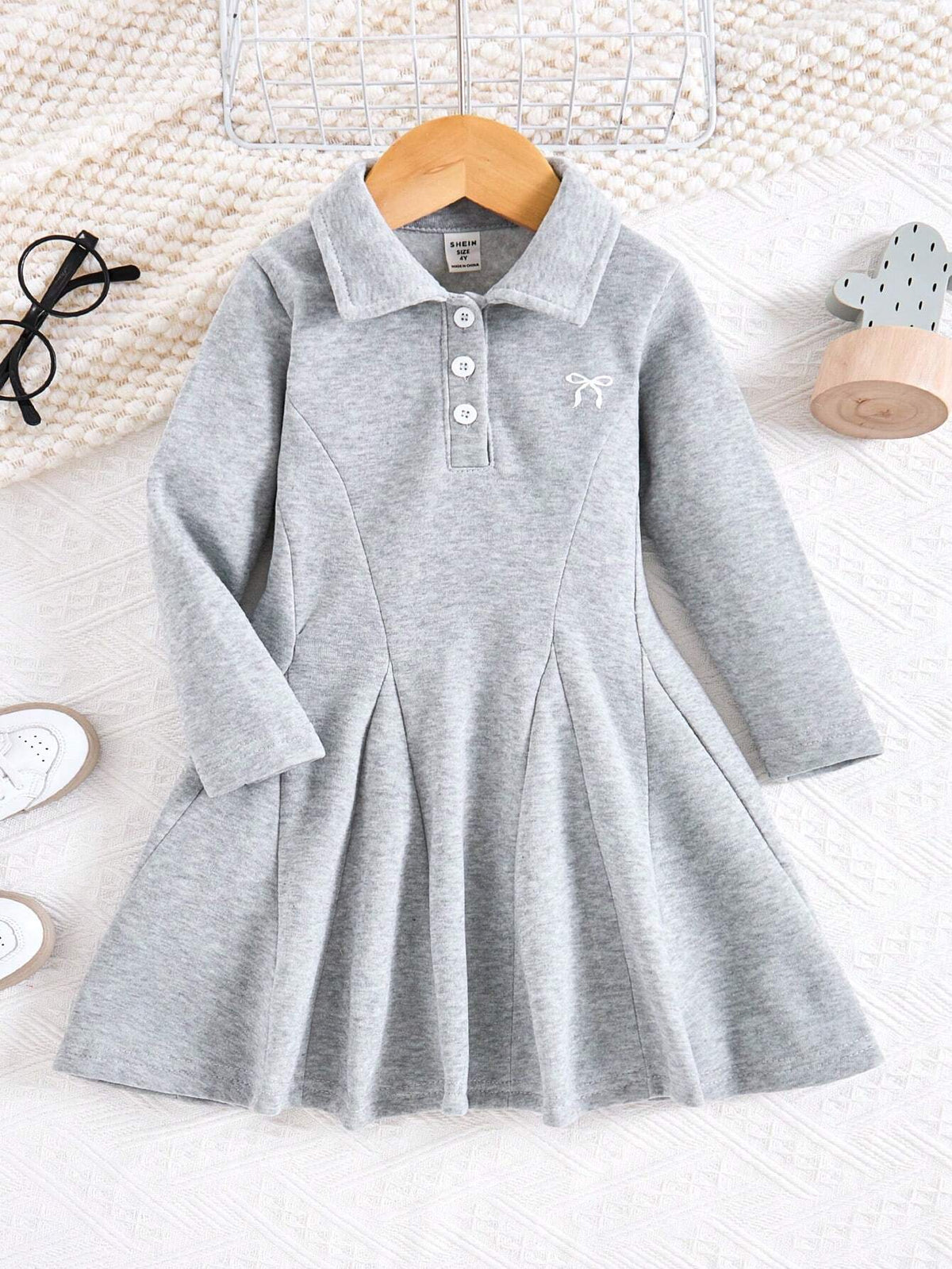 Young Girl Polo Collar Vintage Waist Flattering Dress, High-End High-Quality A-Line Dress, Academic Style Elegant Dress