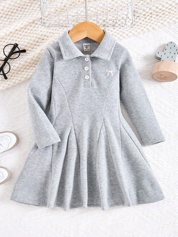 Young Girl Polo Collar Vintage Waist Flattering Dress, High-End High-Quality A-Line Dress, Academic Style Elegant Dress