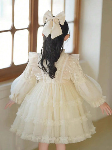 Young Girl Princess Birthday Party Tulle Dress Warm Winter Gown 2024 New