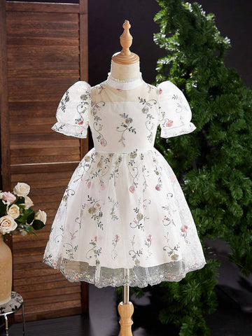 Young Girl Princess Dress Beautiful Embroidery Light Formal Dress Sweet Elegant Dress
